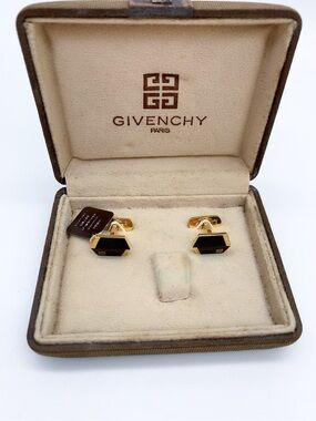 Vintage Givenchy 4G Logo Gold-tone Hexagonal Cufflinks
